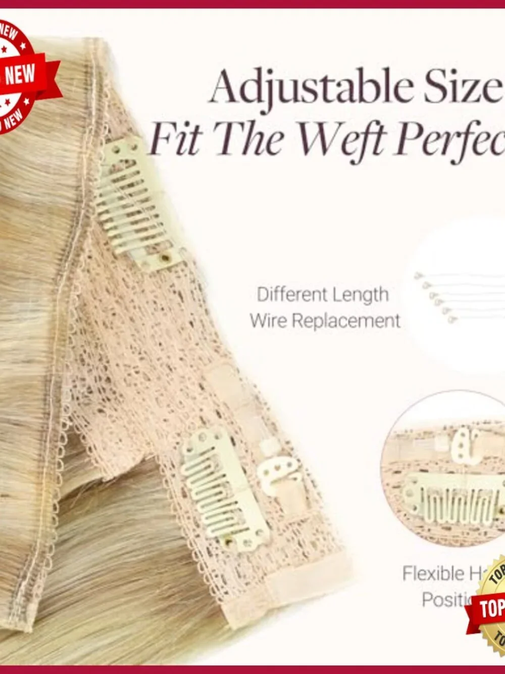 16 Inch Human Hair Extensions with Invisible Wire, 95g Weight
